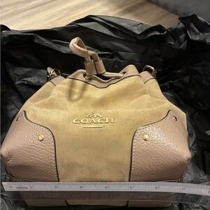 Coach Beige and Taupe Leather Shoulder Bag